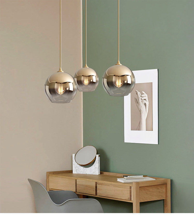 Round Glass Ball Pendant Light/220v Gold Chandelier for Home&Hotel/Handmade Nordic Style for Restaurant