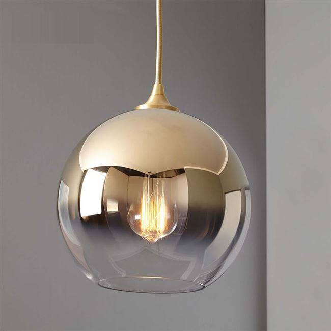 Round Glass Ball Pendant Light/220v Gold Chandelier for Home&Hotel/Handmade Nordic Style for Restaurant
