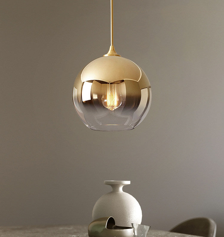 Round Glass Ball Pendant Light/220v Gold Chandelier for Home&Hotel/Handmade Nordic Style for Restaurant