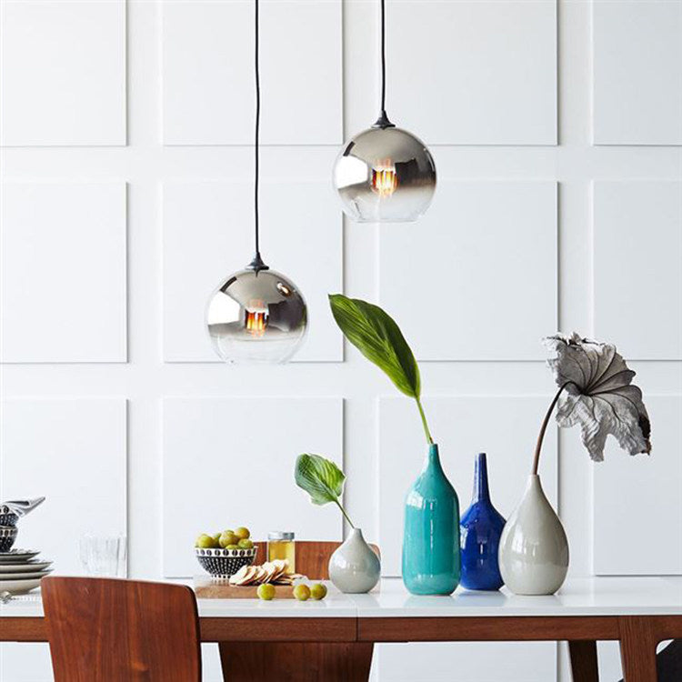 Round Glass Ball Pendant Light/220v Gold Chandelier for Home&Hotel/Handmade Nordic Style for Restaurant