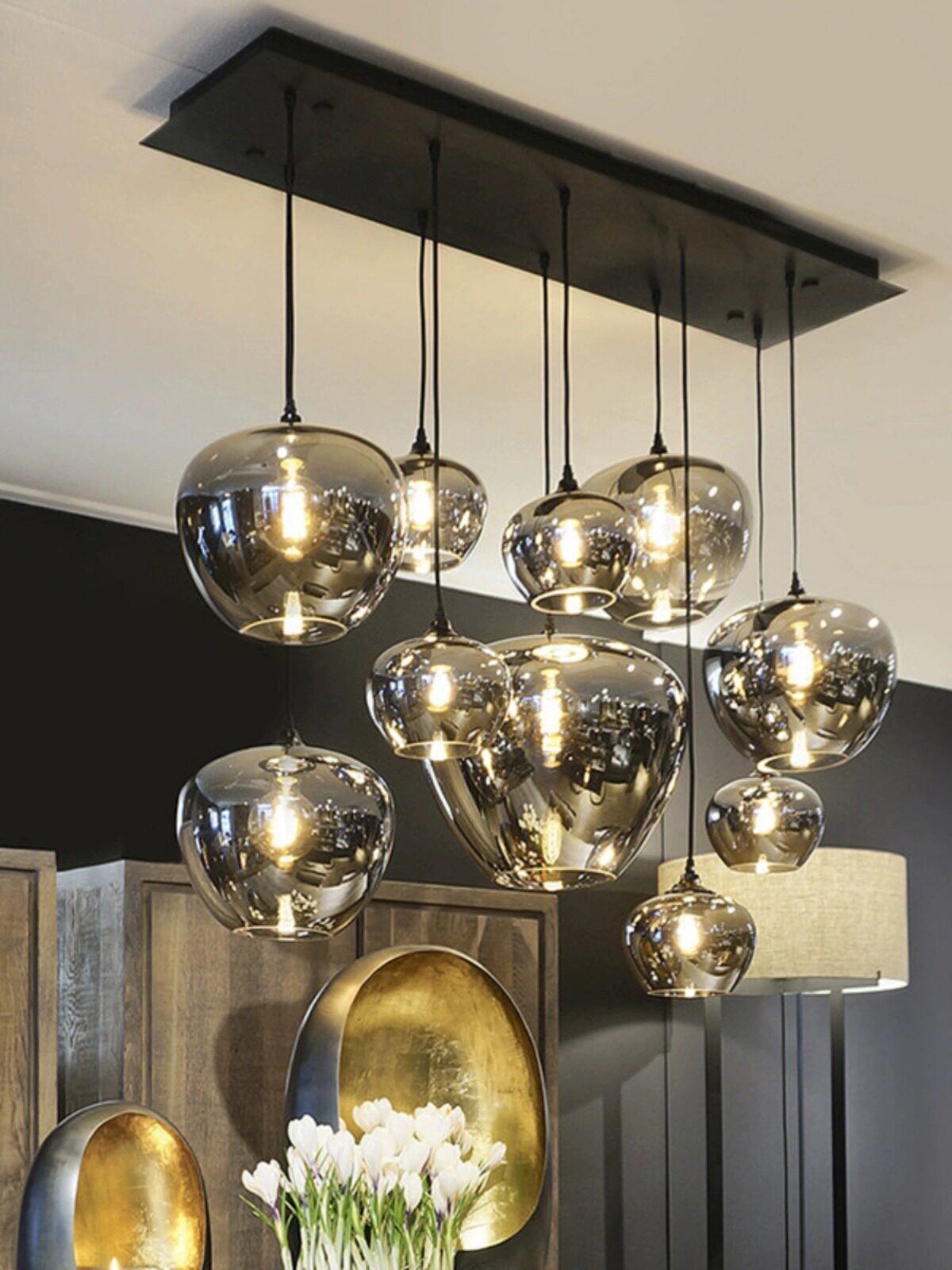 Rectangle Black Luxury Glass Chandelier/220v Glass Ball Pendant Light for Home/Modern Style for Kitchen Dining Room