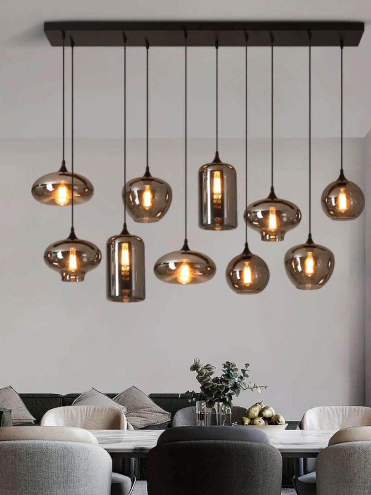 Rectangle Black Luxury Glass Chandelier/220v Glass Ball Pendant Light for Home/Modern Style for Kitchen Dining Room