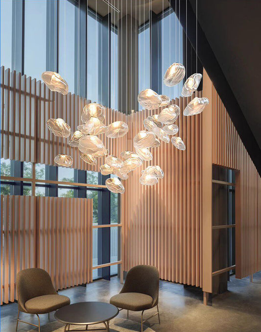 Modern Large Glass Chandelier/220v LED Pendant Light for Hotel Lobby/Designers Style for Living Room Staircase